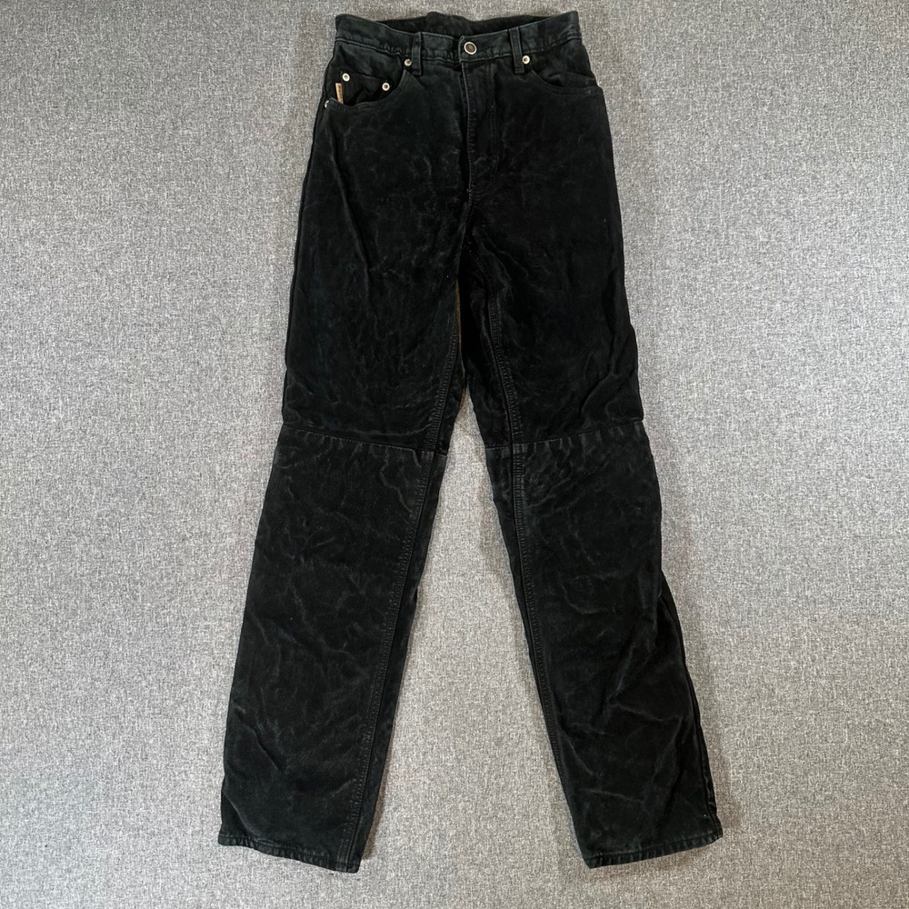Skotts Suede Vintage Mens Black Washable Leather Pants 25x31 Western Biker Y2K